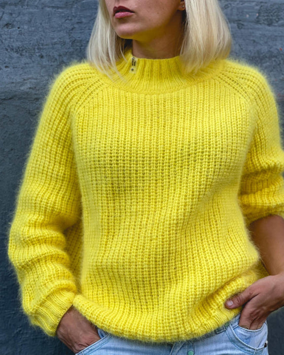 Raglanpullover mit einfarbigem Design